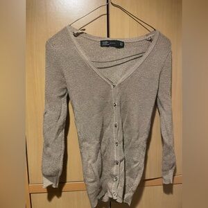 Gold Cardigan By Zara Womens Medium